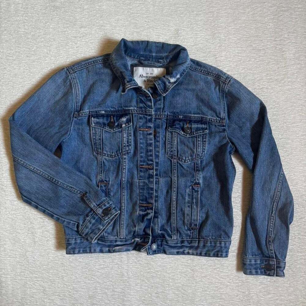 Abercrombie & Fitch Distressed Blue Denim Jacket